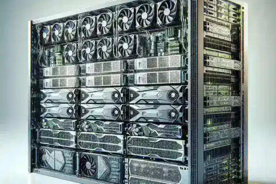 "Integration of 72 Blackwell Ultra GPUs in B300 server racks for high-performance computing applications, showcasing advanced cooling solutions and optimized layout for enhanced data processing efficiency."